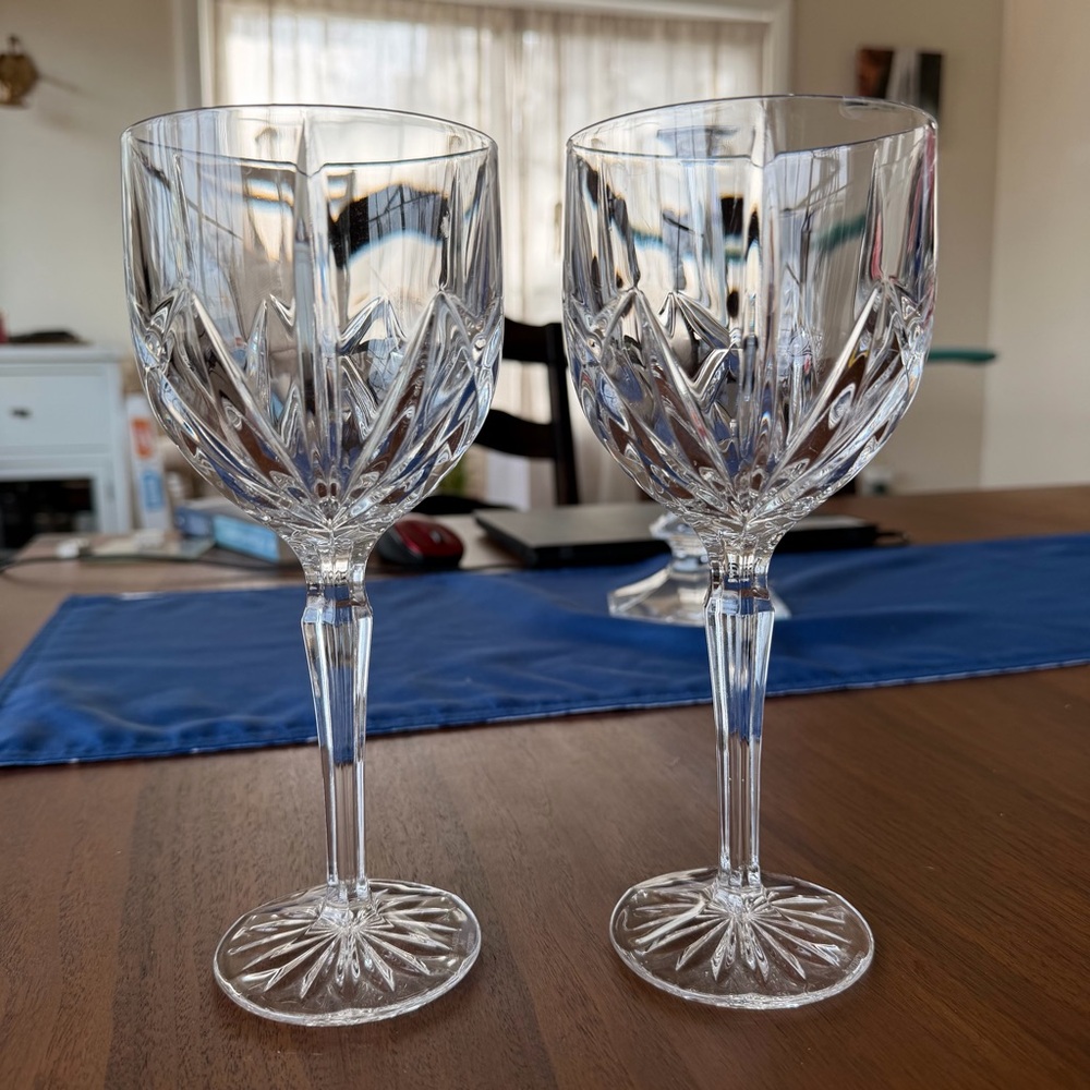 Waterford Clear Crystal Wine Glass Pair